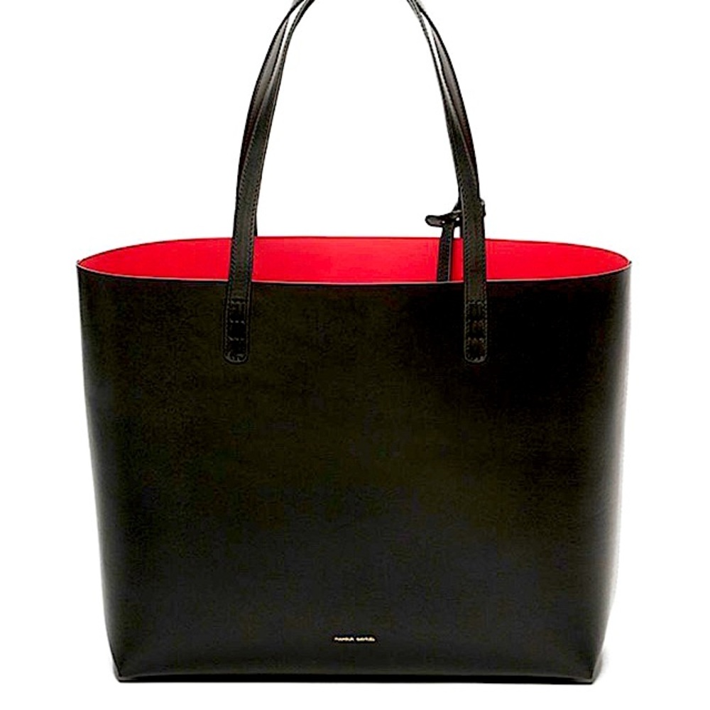 Mansur Gavriel Black and Red Tote Bag in Size Large
